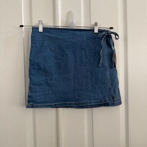 NWT Abound faux jean wrap skirt size S